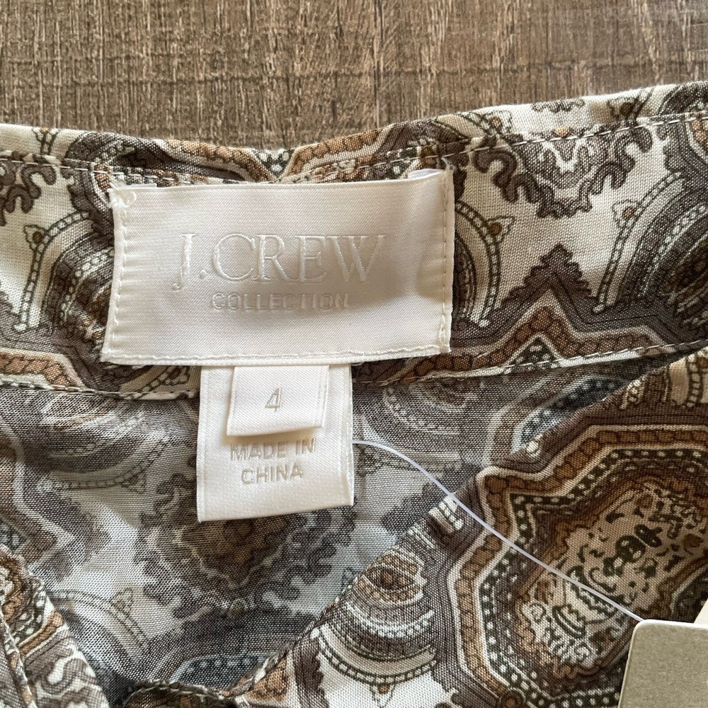 NWT J.Crew Collection Blouse Womens 4 Pink Summer Silk Paisley Colorblock Luxe - Picture 8 of 14